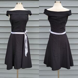 Vintage 90s Does 50s Ruby Rox Vintage Pin Up Girl PUG‎ Black Crinoline Dress Sm